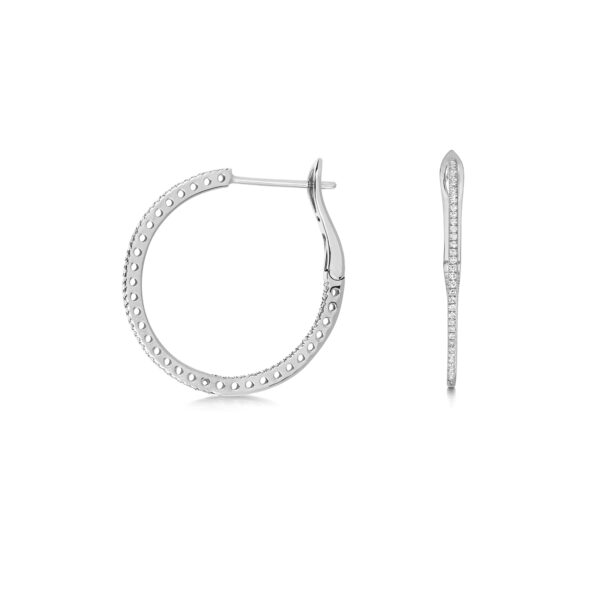 18K White Gold Diamond Hoops 24mm