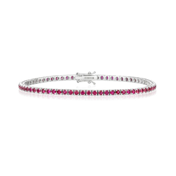 18K White Gold & Ruby Tennis Bracelet