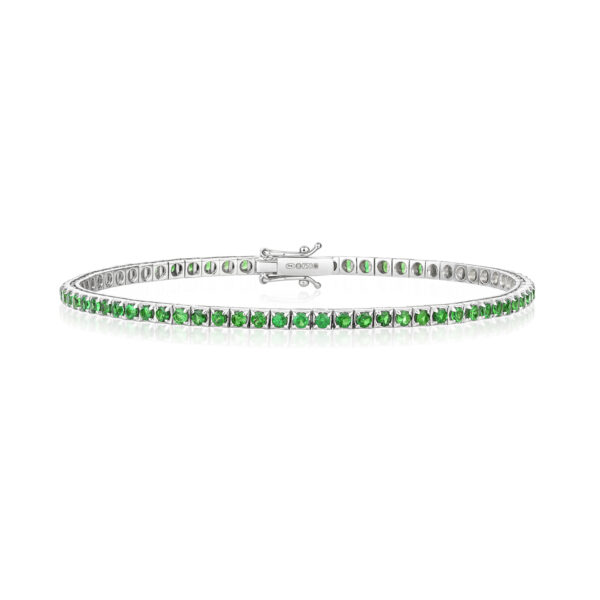 18K White Gold & Tsavorite Tennis Bracelet 3.10ct