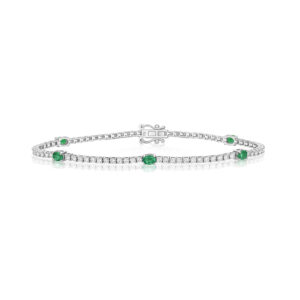 Diamond & Emerald Bracelet in 18K White Gold