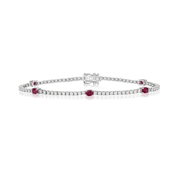 Diamond & Ruby Bracelet in 18K White Gold