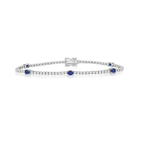 Diamond & Sapphire Bracelet in 18K White Gold