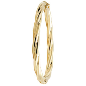 9ct Yellow Gold Twist Hinged Bangle