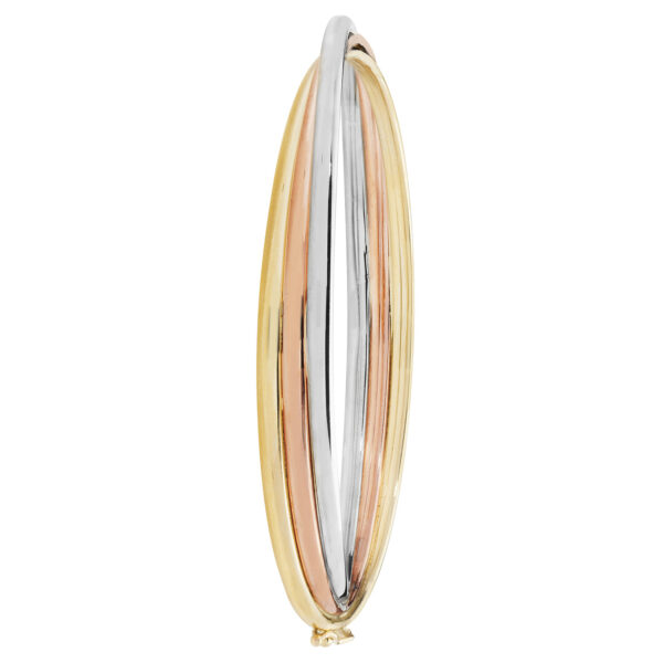 9ct Tri Colour Gold Hinged Bangle