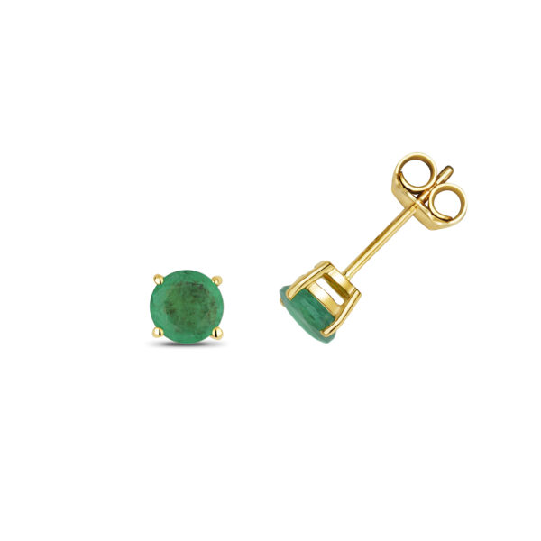 Round Emerald Studs 5mm