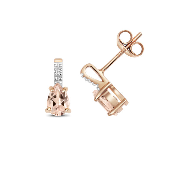 Morganite Drop Studs in Rose Gold