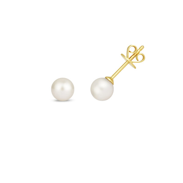 Fresh Water Pearl Studs in 9K Yellow Gold - Image 3