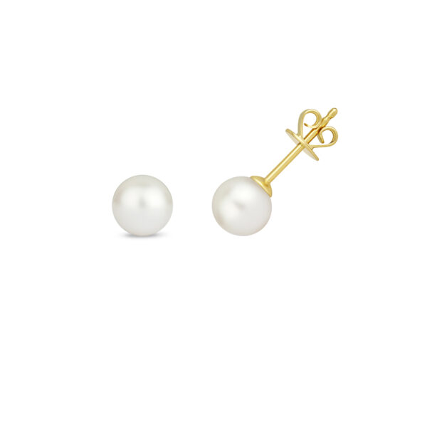 Fresh Water Pearl Studs in 9K Yellow Gold - Image 2