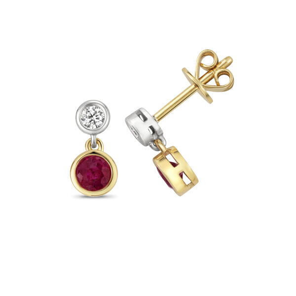 Diamond & Ruby Earring Drops in 9K