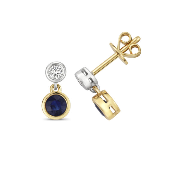 Diamond & Sapphire Earring Drops in 9K