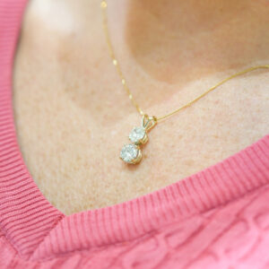 18ct Yellow Gold Two Diamond Drop Necklace