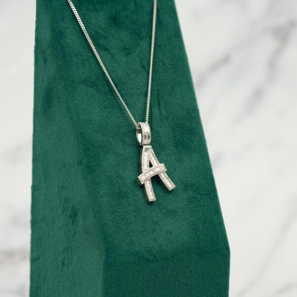 18ct White Gold Diamond Initial Necklace
