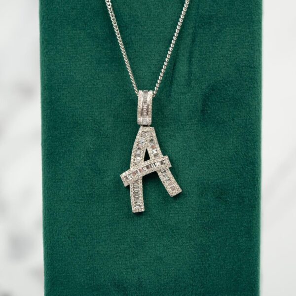 18ct White Gold Diamond Initial Necklace - Image 4