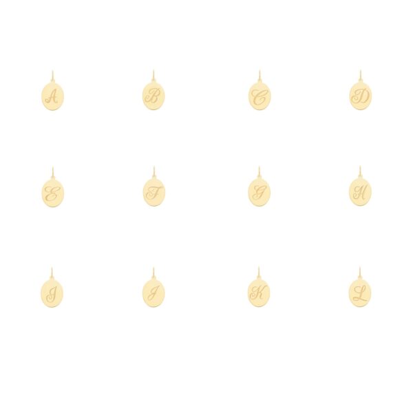 9ct Yellow Gold Oval Initial Pendant - Image 5