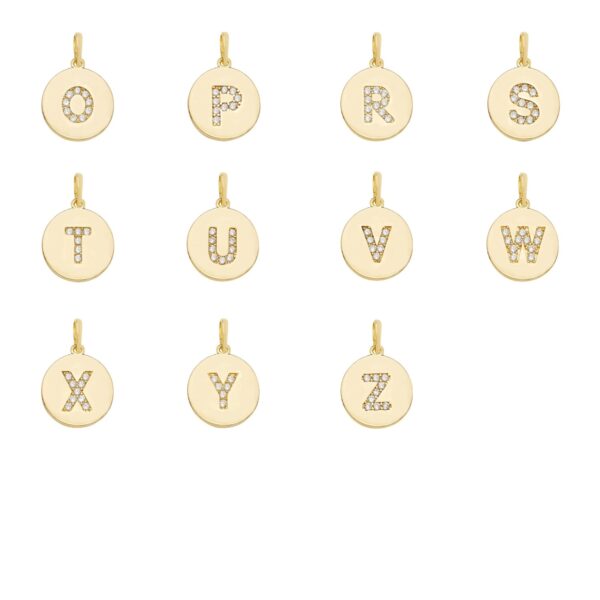 9ct Yellow Gold CZ Round Initial Pendant A-Z - Image 6