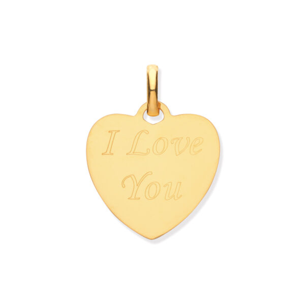 9ct Yellow Gold Engraved Heart Pendant