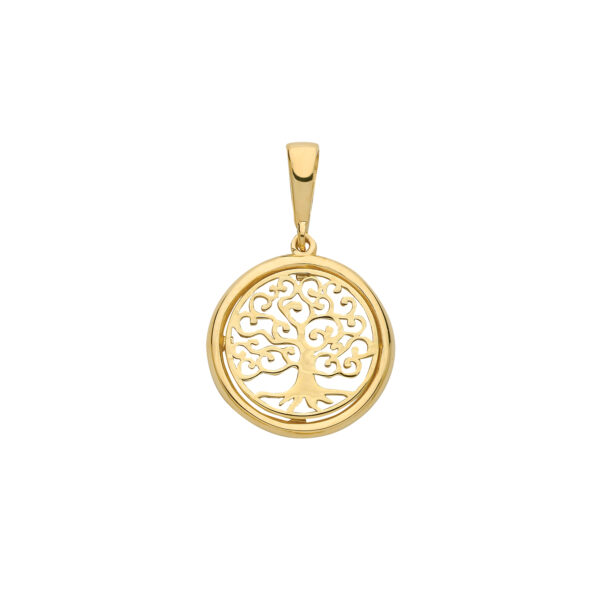 9ct Yellow Gold Tree of Life Round Pendant, S