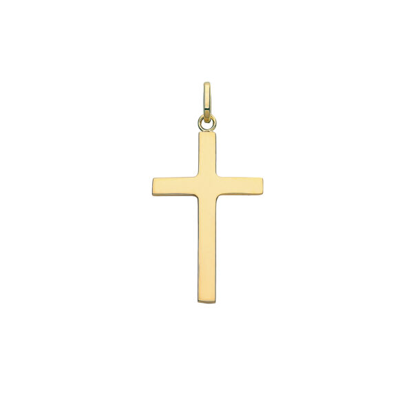 9ct Yellow Gold Semi Solid Cross Pendant