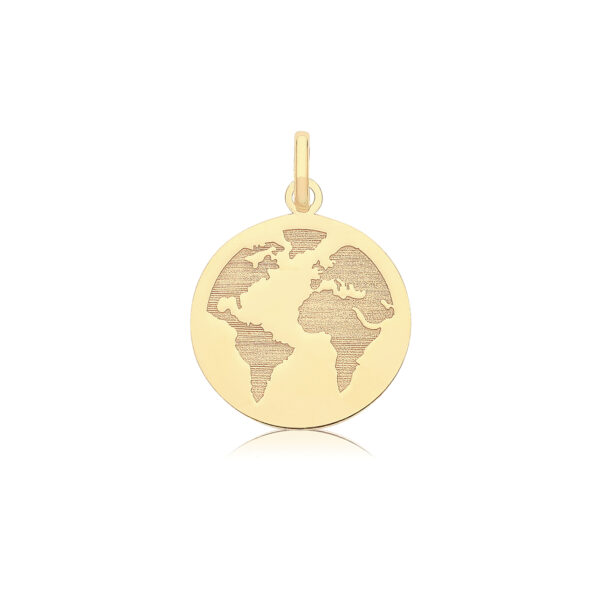 9ct Yellow Gold Engraved World Pendant