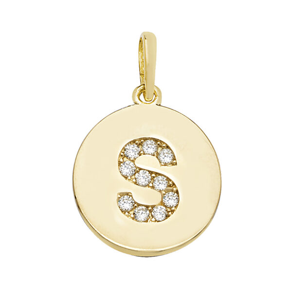 9ct Yellow Gold CZ Round Initial Pendant A-Z - Image 3