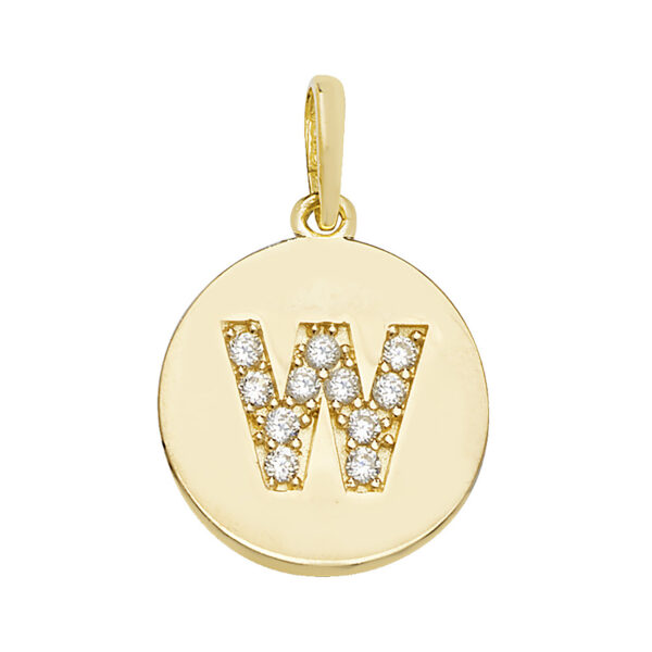 9ct Yellow Gold CZ Round Initial Pendant A-Z - Image 4