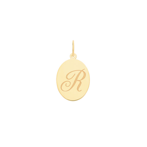 9ct Yellow Gold Oval Initial Pendant - Image 2