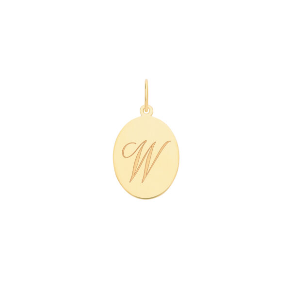 9ct Yellow Gold Oval Initial Pendant - Image 4