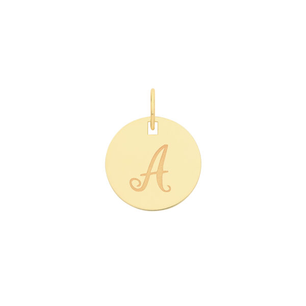 9ct Yellow Gold Round Initial Pendant - Image 3