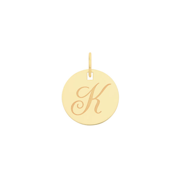 9ct Yellow Gold Round Initial Pendant - Image 4