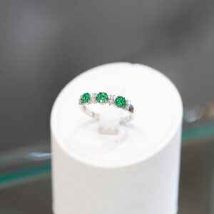 White Gold Emerald and Diamond Ring