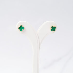 14Kt Yellow Gold Stud Earrings with Four Leaf Clover Motif, S