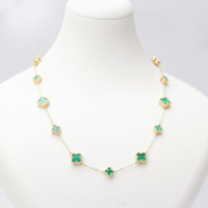 14Kt Yellow Gold Necklace with Four Leaf Clover Motif