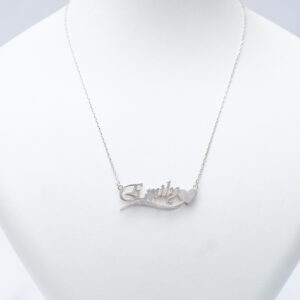 Personalised Name and Heart Silver Necklace