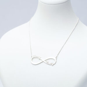 Personalised Eternity Silver Necklace, Two Names